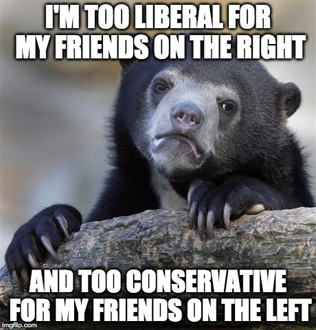 Marry whoever you want but can we please not kill babies?  | I'M TOO LIBERAL FOR MY FRIENDS ON THE RIGHT; AND TOO CONSERVATIVE FOR MY FRIENDS ON THE LEFT | image tagged in confession bear,abortion,gay marriage,bacon,liberal,conservative | made w/ Imgflip meme maker
