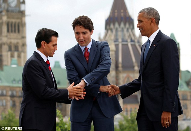 High Quality Trudeau Obama handshake Blank Meme Template
