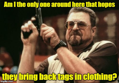 Seriously these tagless things irritate my skin | Am I the only one around here that hopes; they bring back tags in clothing? | image tagged in memes,am i the only one around here | made w/ Imgflip meme maker