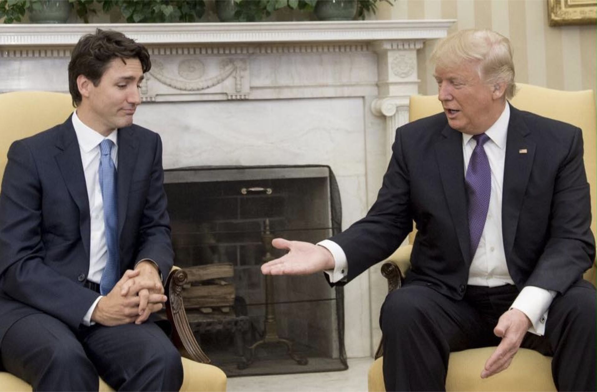 High Quality Trudeau Trump Blank Meme Template