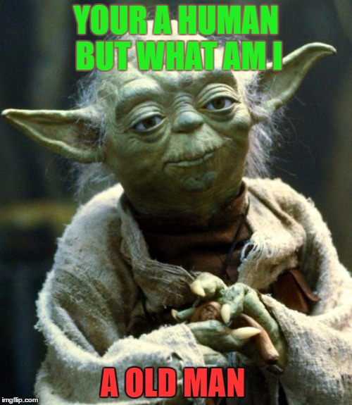 Star Wars Yoda | YOUR A HUMAN BUT WHAT AM I; A OLD MAN | image tagged in memes,star wars yoda | made w/ Imgflip meme maker