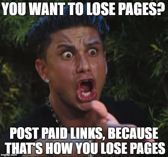 DJ Pauly D Meme | YOU WANT TO LOSE PAGES? POST PAID LINKS,
BECAUSE THAT'S HOW YOU LOSE PAGES | image tagged in memes,dj pauly d | made w/ Imgflip meme maker