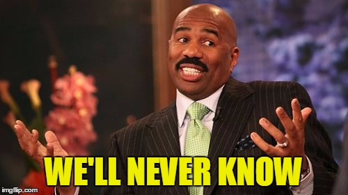 Steve Harvey Meme | WE'LL NEVER KNOW | image tagged in memes,steve harvey | made w/ Imgflip meme maker