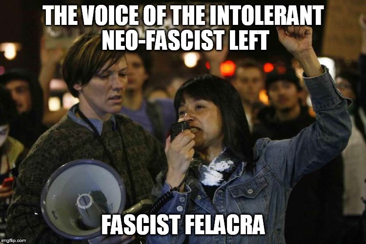 Neo-Fascist  | THE VOICE OF THE INTOLERANT NEO-FASCIST LEFT; FASCIST FELACRA | image tagged in fascist,left,intolerant | made w/ Imgflip meme maker