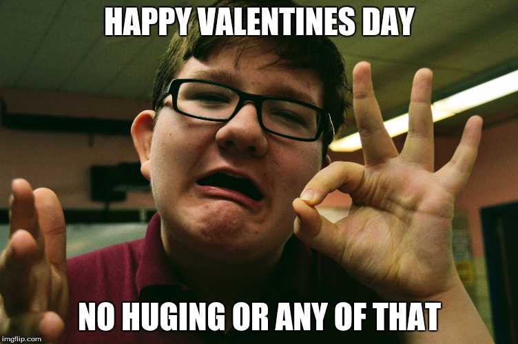 HAPPY VALENTINES DAY; NO HUGING OR ANY OF THAT | image tagged in valentine's day | made w/ Imgflip meme maker