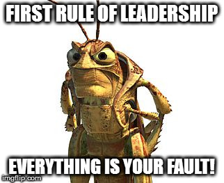 FIRST RULE OF LEADERSHIP; EVERYTHING IS YOUR FAULT! | image tagged in hopper | made w/ Imgflip meme maker