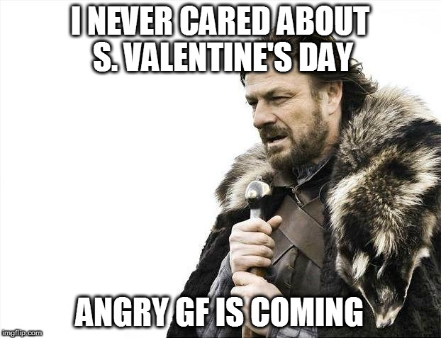 Why you do this to me media? What have I ever done to you? | I NEVER CARED ABOUT S. VALENTINE'S DAY; ANGRY GF IS COMING | image tagged in memes,brace yourselves x is coming | made w/ Imgflip meme maker