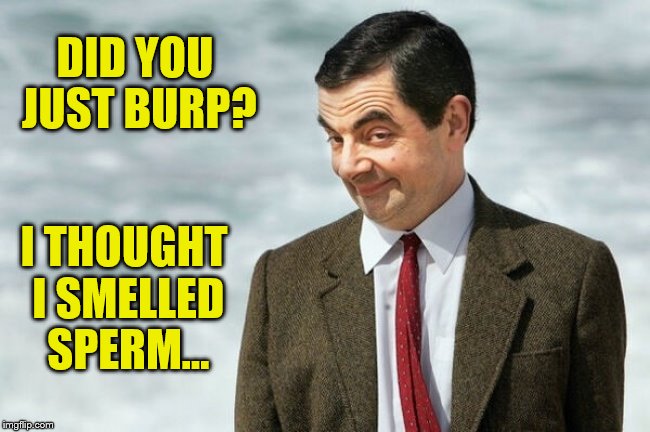 Mr Bean Did You Burp, I Thought I Smelled Sperm | DID YOU JUST BURP? I THOUGHT I SMELLED SPERM... | image tagged in mr bean,memes,funny memes,sperm burp | made w/ Imgflip meme maker