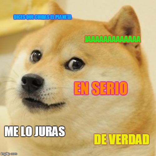 Doge Meme | DICES QUE CUIDAS EL PLANETA; JAAAAAAAAAAAAA; EN SERIO; ME LO JURAS; DE VERDAD | image tagged in memes,doge | made w/ Imgflip meme maker