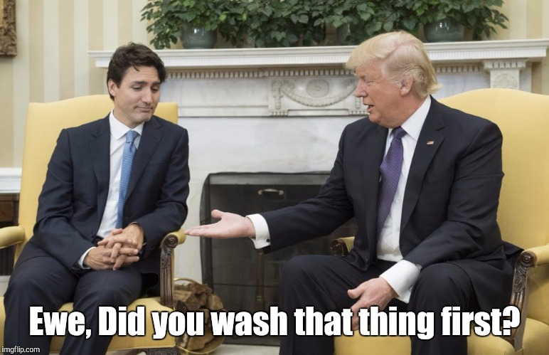 Ewe | Ewe, Did you wash that thing first? | image tagged in funny memes,trump,justin trudeau | made w/ Imgflip meme maker