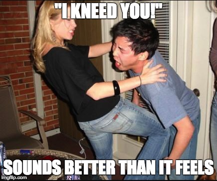 I Kneed You! | "I KNEED YOU!"; SOUNDS BETTER THAN IT FEELS | image tagged in kneed,need,groin,balls,crotch,funny | made w/ Imgflip meme maker