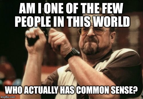 Am I The Only One Around Here Meme | AM I ONE OF THE FEW PEOPLE IN THIS WORLD; WHO ACTUALLY HAS COMMON SENSE? | image tagged in memes,am i the only one around here | made w/ Imgflip meme maker
