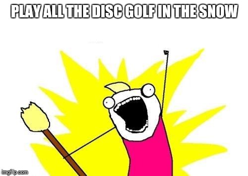 X All The Y Meme | PLAY ALL THE DISC GOLF IN THE SNOW | image tagged in memes,x all the y | made w/ Imgflip meme maker