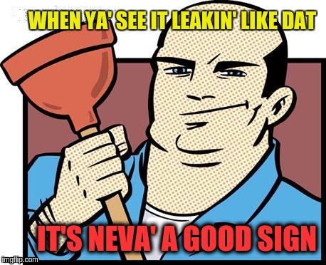 Sage plumber's advice | WHEN YA' SEE IT LEAKIN' LIKE DAT; IT'S NEVA' A GOOD SIGN | image tagged in memes | made w/ Imgflip meme maker