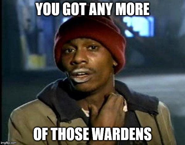 Y'all Got Any More Of That | YOU GOT ANY MORE; OF THOSE WARDENS | image tagged in memes,dave chappelle | made w/ Imgflip meme maker