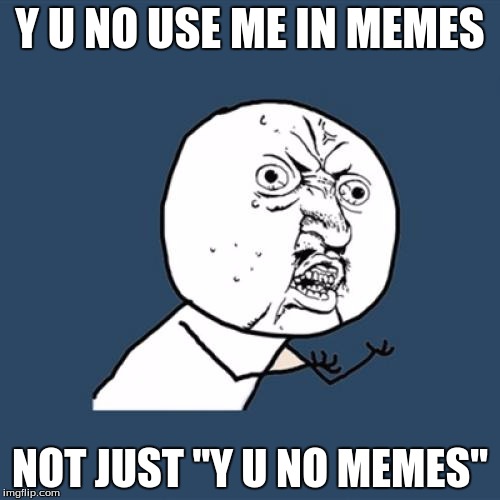 Y U No Meme | Y U NO USE ME IN MEMES; NOT JUST "Y U NO MEMES" | image tagged in memes,y u no | made w/ Imgflip meme maker