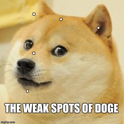 Doge | . . . . . THE WEAK SPOTS OF DOGE | image tagged in memes,doge | made w/ Imgflip meme maker