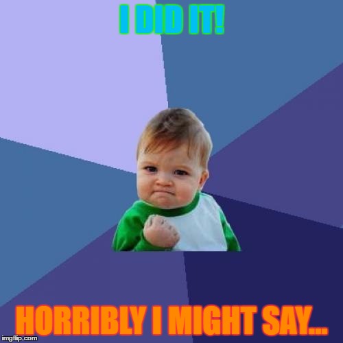 Success Kid Meme | I DID IT! HORRIBLY I MIGHT SAY... | image tagged in memes,success kid | made w/ Imgflip meme maker