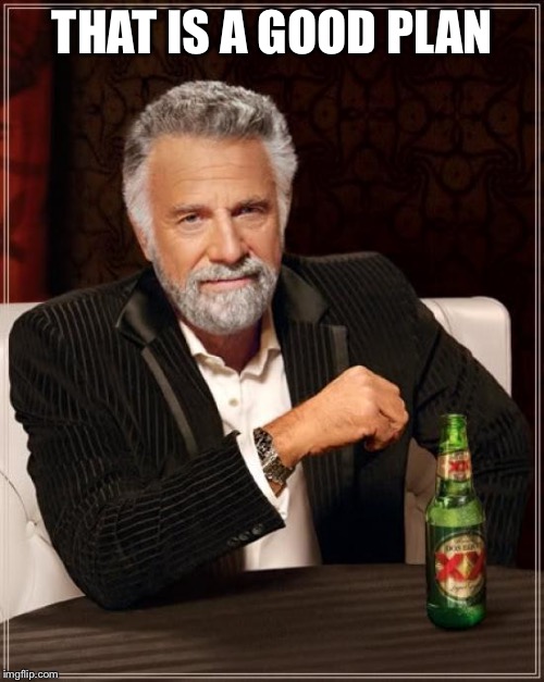 The Most Interesting Man In The World Meme | THAT IS A GOOD PLAN | image tagged in memes,the most interesting man in the world | made w/ Imgflip meme maker