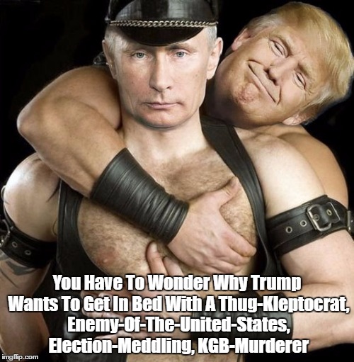 You Have To Wonder Why Trump Wants To Get In Bed With A Thug-Kleptocrat, Enemy-Of-The-United-States, Election-Meddling, KGB-Murderer | made w/ Imgflip meme maker