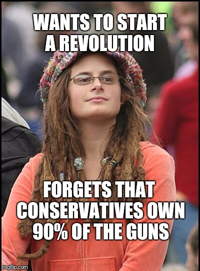 WANTS TO START A REVOLUTION FORGETS THAT CONSERVATIVES OWN 90% OF THE GUNS | made w/ Imgflip meme maker