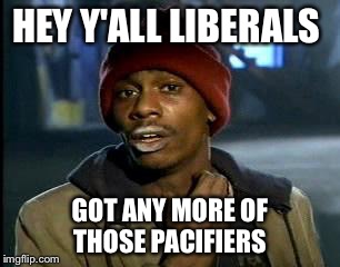 Y'all Got Any More Of That Meme | HEY Y'ALL LIBERALS; GOT ANY MORE OF THOSE PACIFIERS | image tagged in memes,yall got any more of | made w/ Imgflip meme maker