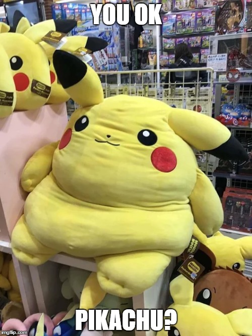 Obese Pikachu | YOU OK; PIKACHU? | image tagged in pikachu | made w/ Imgflip meme maker