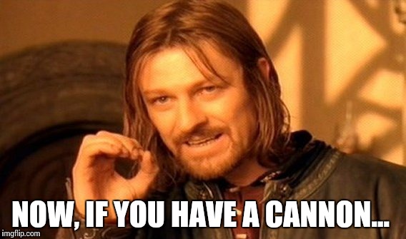 One Does Not Simply Meme | NOW, IF YOU HAVE A CANNON... | image tagged in memes,one does not simply | made w/ Imgflip meme maker