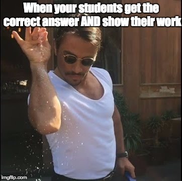 salt bae | When your students get the correct answer AND show their work | image tagged in salt bae | made w/ Imgflip meme maker