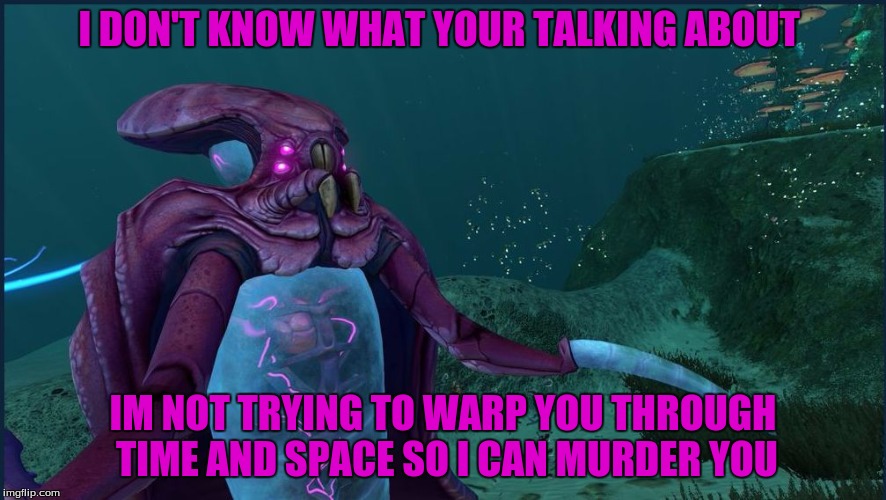 I DON'T KNOW WHAT YOUR TALKING ABOUT; IM NOT TRYING TO WARP YOU THROUGH TIME AND SPACE SO I CAN MURDER YOU | image tagged in idkwyta warper | made w/ Imgflip meme maker