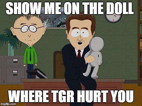 Show me on this doll | SHOW ME ON THE DOLL; WHERE TGR HURT YOU | image tagged in show me on this doll | made w/ Imgflip meme maker