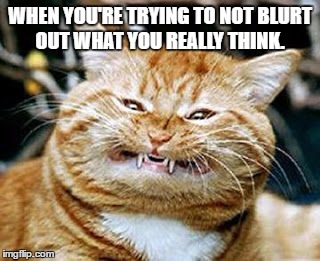Trying to keep calm  | WHEN YOU'RE TRYING TO NOT BLURT OUT WHAT YOU REALLY THINK. | image tagged in keep calm | made w/ Imgflip meme maker