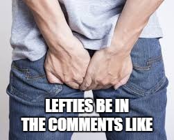 Lefties be like | LEFTIES BE IN THE COMMENTS LIKE | image tagged in butthurt | made w/ Imgflip meme maker