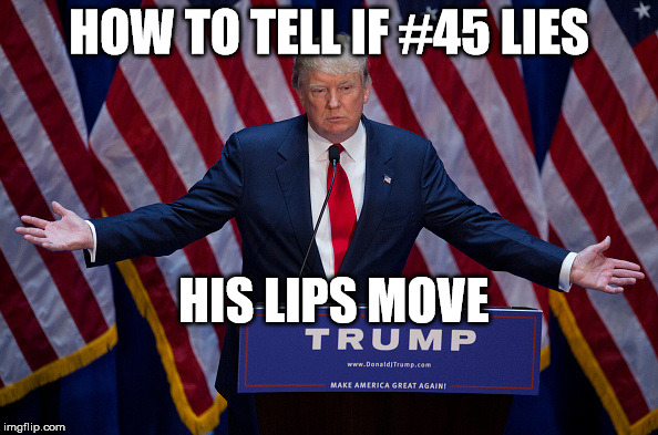 Donald Trump | HOW TO TELL IF #45 LIES; HIS LIPS MOVE | image tagged in donald trump | made w/ Imgflip meme maker