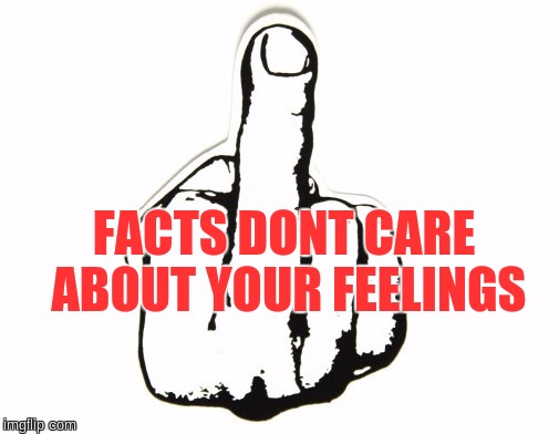 Facts don't care about your feelings | FACTS DONT CARE ABOUT YOUR FEELINGS | image tagged in facts,feelings,sjw,my feels,conservative | made w/ Imgflip meme maker