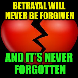 Broken Hearted |  BETRAYAL WILL NEVER BE FORGIVEN; AND IT'S NEVER FORGOTTEN | image tagged in broken hearted | made w/ Imgflip meme maker