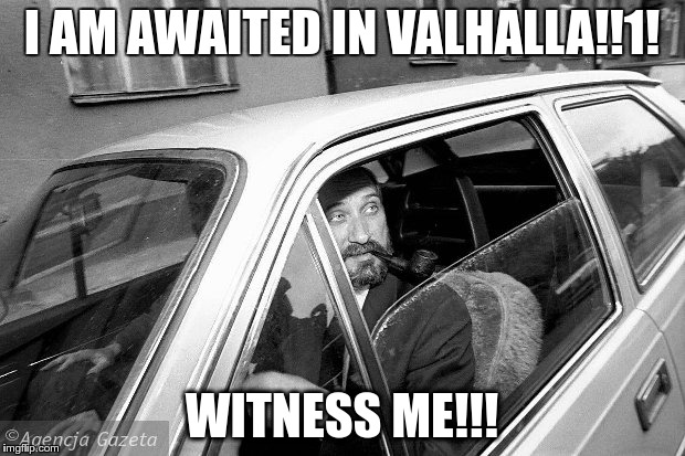 training for the glory days spent storming through narrow Polish roads in armored vehicles | I AM AWAITED IN VALHALLA!!1! WITNESS ME!!! | image tagged in poland | made w/ Imgflip meme maker