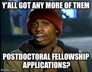 Y'all Got Any More Of That | Y'ALL GOT ANY MORE OF THEM; POSTDOCTORAL FELLOWSHIP APPLICATIONS? | image tagged in memes,yall got any more of | made w/ Imgflip meme maker