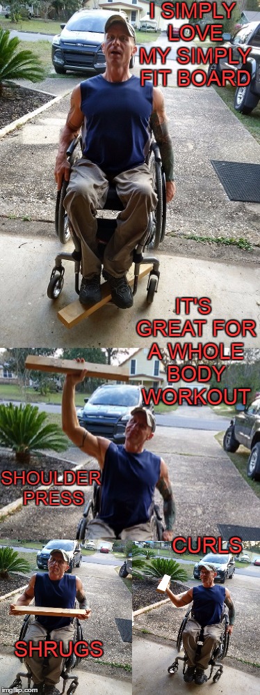 Simply shit board. | I SIMPLY LOVE MY SIMPLY FIT BOARD; IT'S GREAT FOR A WHOLE BODY WORKOUT; SHOULDER PRESS; CURLS; SHRUGS | image tagged in simply fit board,infomercial fail | made w/ Imgflip meme maker