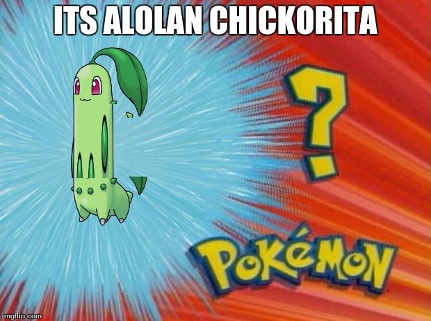 alolan forms funny edition | ITS ALOLAN CHICKORITA | image tagged in pokemon | made w/ Imgflip meme maker