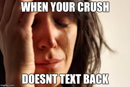 First World Problems | WHEN YOUR CRUSH; DOESNT TEXT BACK | image tagged in memes,first world problems | made w/ Imgflip meme maker
