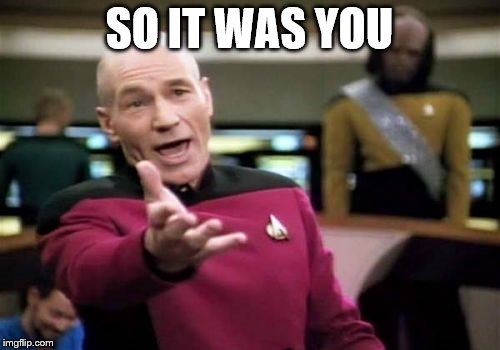 Picard Wtf Meme | SO IT WAS YOU | image tagged in memes,picard wtf | made w/ Imgflip meme maker