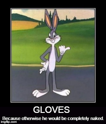 GLOVES Because otherwise he would be completely naked. | made w/ Imgflip meme maker