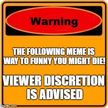 Warning Sign Meme | THE FOLLOWING MEME IS WAY TO FUNNY YOU MIGHT DIE! VIEWER DISCRETION IS ADVISED | image tagged in memes,warning sign | made w/ Imgflip meme maker