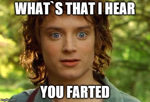 Surpised Frodo | WHAT`S THAT I HEAR; YOU FARTED | image tagged in memes,surpised frodo | made w/ Imgflip meme maker
