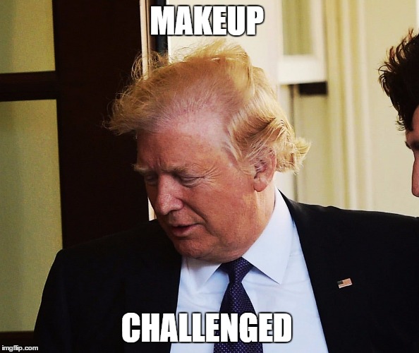 MAKEUP; CHALLENGED | image tagged in trump makeup | made w/ Imgflip meme maker