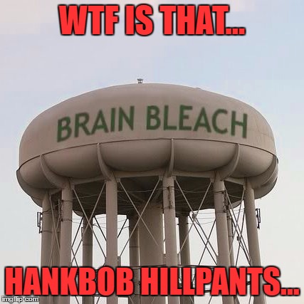WTF IS THAT... HANKBOB HILLPANTS... | image tagged in brain bleach tower | made w/ Imgflip meme maker