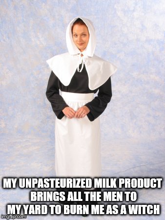 Puritan Milkshake | MY UNPASTEURIZED MILK PRODUCT BRINGS ALL THE MEN TO MY YARD TO BURN ME AS A WITCH | image tagged in milkshake | made w/ Imgflip meme maker