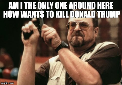 Am I The Only One Around Here | AM I THE ONLY ONE AROUND HERE HOW WANTS TO KILL DONALD TRUMP | image tagged in memes,am i the only one around here | made w/ Imgflip meme maker