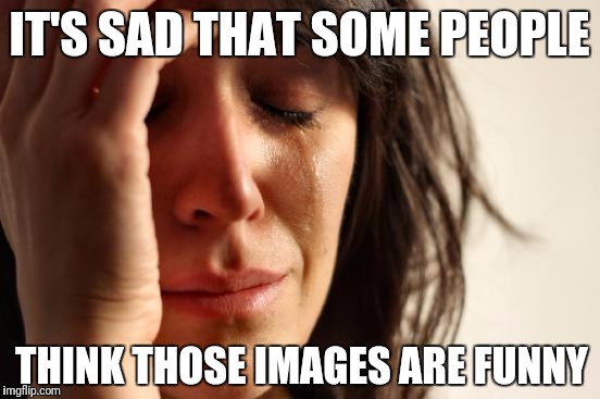 First World Problems Meme | IT'S SAD THAT SOME PEOPLE THINK THOSE IMAGES ARE FUNNY | image tagged in memes,first world problems | made w/ Imgflip meme maker